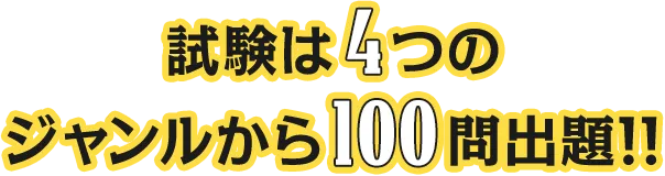 試験は4つのジャンルから100問出題!!